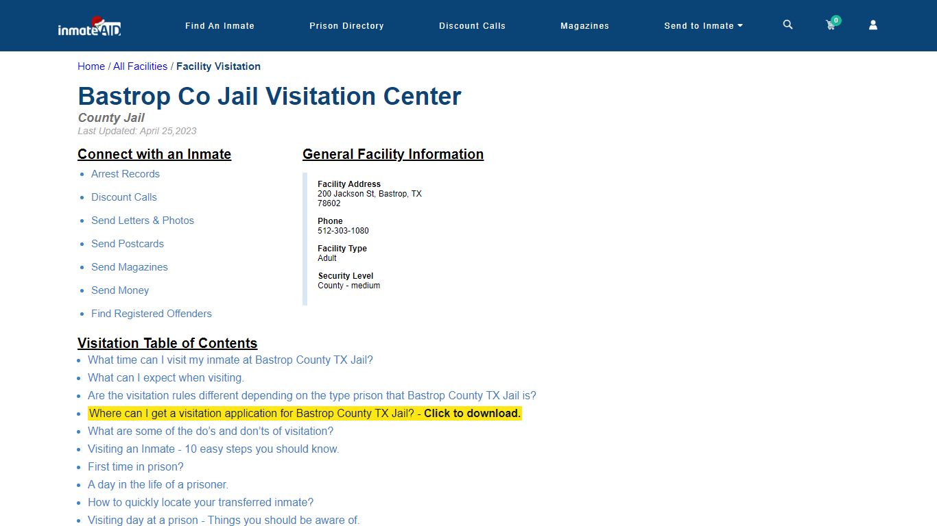 Bastrop County TX Jail | Visitation, dress code & visiting hours