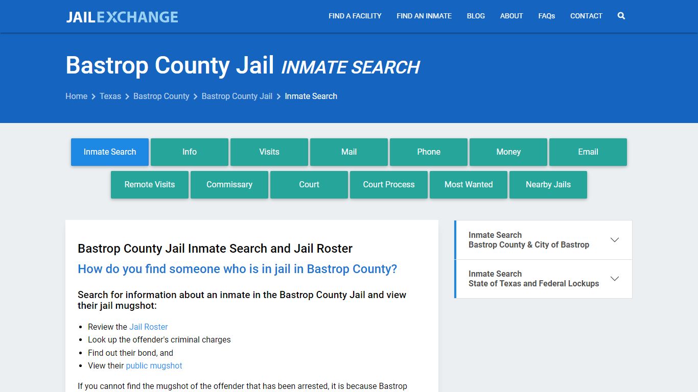 Inmate Search: Roster & Mugshots - Bastrop County Jail, TX