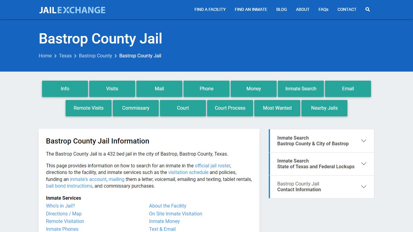 Bastrop County Jail, TX Inmate Search, Information